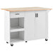 K&K Kitchen Island with Foldable Counter Top, Kitchen Storage Cart with Slide-Out Shelf, Towel Rack and Drawer, Rolling Kitchen Cart on Wheels, for Kitchen, Living Room, Dining Room, White Default -DTYStore