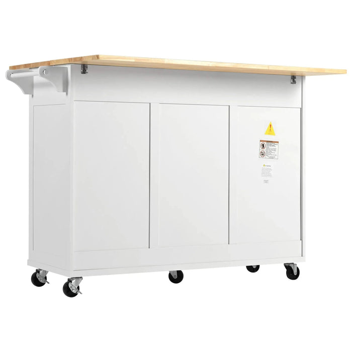 K&K Kitchen Island with Foldable Counter Top, Kitchen Storage Cart with Slide-Out Shelf, Towel Rack and Drawer, Rolling Kitchen Cart on Wheels, for Kitchen, Living Room, Dining Room, White Default -DTYStore