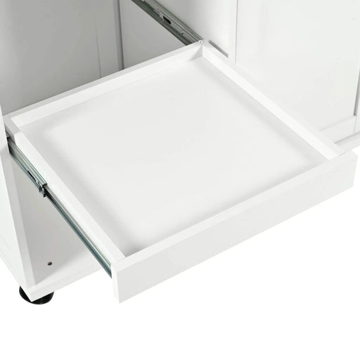 K&K Kitchen Island with Foldable Counter Top, Kitchen Storage Cart with Slide-Out Shelf, Towel Rack and Drawer, Rolling Kitchen Cart on Wheels, for Kitchen, Living Room, Dining Room, White Default -DTYStore