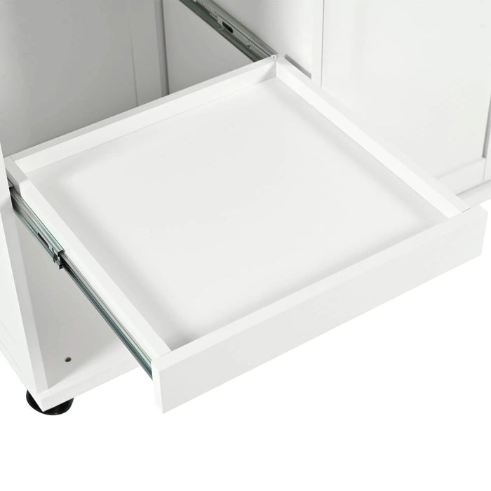 K&K Kitchen Island with Foldable Counter Top, Kitchen Storage Cart with Slide-Out Shelf, Towel Rack and Drawer, Rolling Kitchen Cart on Wheels, for Kitchen, Living Room, Dining Room, White Default -DTYStore