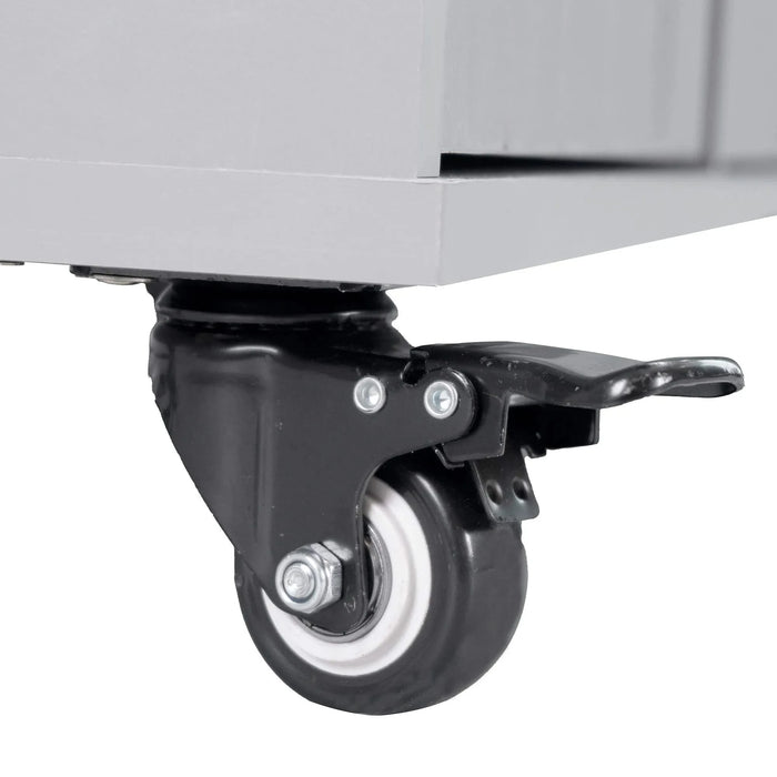 K&K Kitchen Island with Trash Can Storage Cabinet, Kitchen Cart with Drop Leaf, Spice Rack, Towel Rack and Drawer, Rolling Kitchen Island on Wheels with Adjustable Shelf, Grey Default -DTYStore