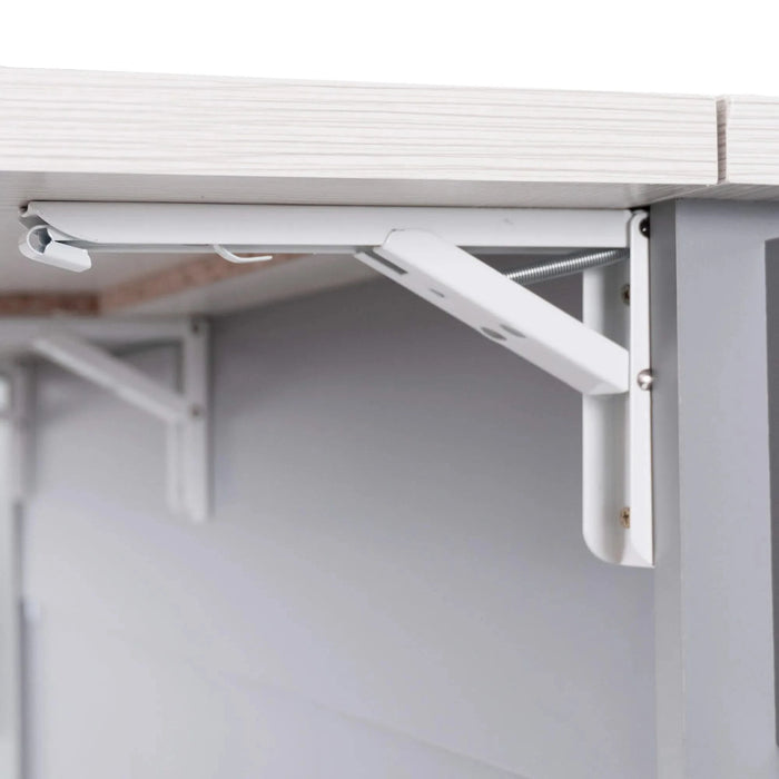 K&K Kitchen Island with Trash Can Storage Cabinet, Kitchen Cart with Drop Leaf, Spice Rack, Towel Rack and Drawer, Rolling Kitchen Island on Wheels with Adjustable Shelf, Grey Default -DTYStore