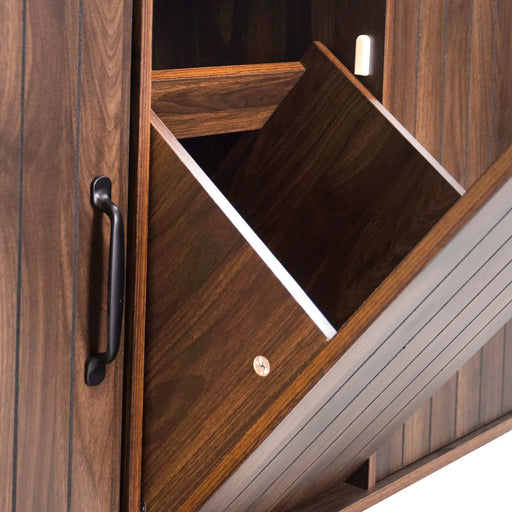 K&K Kitchen Island with Trash Can Storage Cabinet, Kitchen Cart with Drop Leaf, Spice Rack, Towel Rack and Drawer, Rolling Kitchen Island on Wheels with Adjustable Shelf, Walnut Brown Default -DTYStore