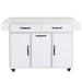 K&K Kitchen Island with Trash Can Storage Cabinet, Kitchen Cart with Drop Leaf, Spice Rack, Towel Rack and Drawer, Rolling Kitchen Island on Wheels with Adjustable Shelf, White Default -DTYStore