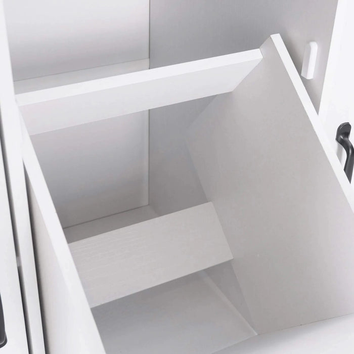 K&K Kitchen Island with Trash Can Storage Cabinet, Kitchen Cart with Drop Leaf, Spice Rack, Towel Rack and Drawer, Rolling Kitchen Island on Wheels with Adjustable Shelf, White Default -DTYStore