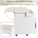 K&K Kitchen Island with Trash Can Storage Cabinet, Kitchen Cart with Drop Leaf, Spice Rack, Towel Rack and Drawer, Rolling Kitchen Island on Wheels with Adjustable Shelf, White Default -DTYStore