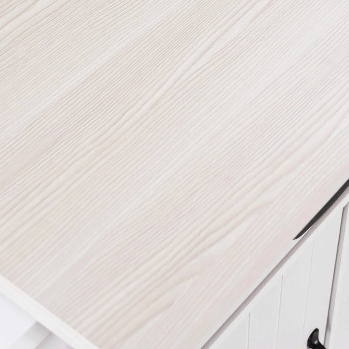 K&K Kitchen Island with Trash Can Storage Cabinet, Kitchen Cart with Drop Leaf, Spice Rack, Towel Rack and Drawer, Rolling Kitchen Island on Wheels with Adjustable Shelf, White Default -DTYStore