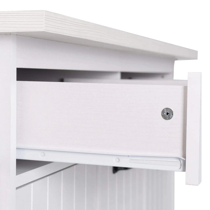 K&K Kitchen Island with Trash Can Storage Cabinet, Kitchen Cart with Drop Leaf, Spice Rack, Towel Rack and Drawer, Rolling Kitchen Island on Wheels with Adjustable Shelf, White Default -DTYStore