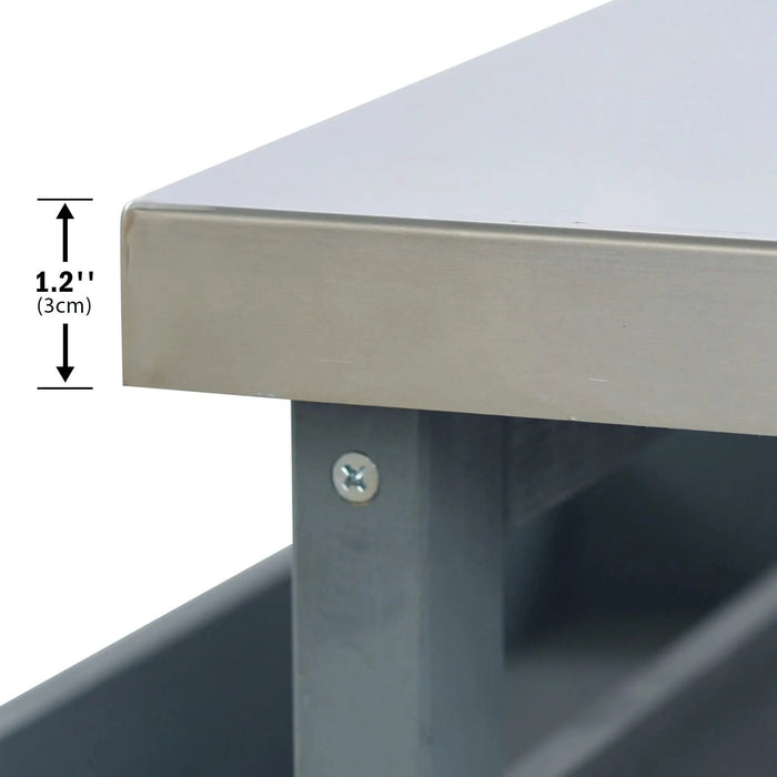 K&K Outdoor Kitchen Island, Rolling Bar Cart & Storage Cabinet, Farmhouse Solid Wood Outdoor Grill Table with Stainless Steel Top, Spice Rack , Towel Rack for Kitchen & BBQ , Grey Blue Default -DTYStore