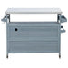 K&K Outdoor Kitchen Island, Rolling Bar Cart & Storage Cabinet, Farmhouse Solid Wood Outdoor Grill Table with Stainless Steel Top, Spice Rack , Towel Rack for Kitchen & BBQ , Grey Blue Default -DTYStore