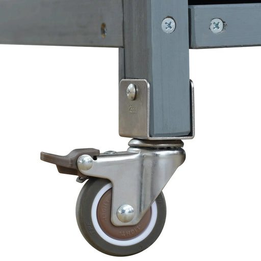 K&K Outdoor Kitchen Island, Rolling Bar Cart & Storage Cabinet, Farmhouse Solid Wood Outdoor Grill Table with Stainless Steel Top, Spice Rack , Towel Rack for Kitchen & BBQ , Grey Blue Default -DTYStore