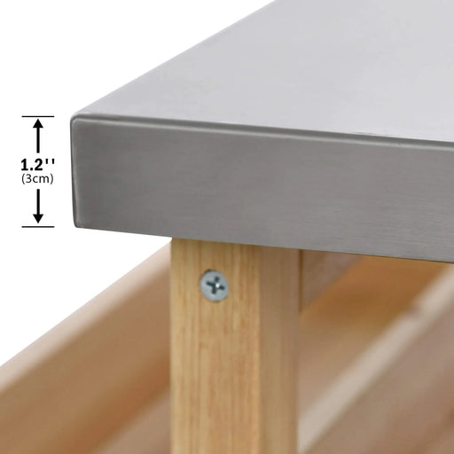 K&K Outdoor Kitchen Island, Rolling Bar Cart & Storage Cabinet, Farmhouse Solid Wood Outdoor Grill Table with Stainless Steel Top, Spice Rack , Towel Rack for Kitchen & BBQ , Natural Default -DTYStore