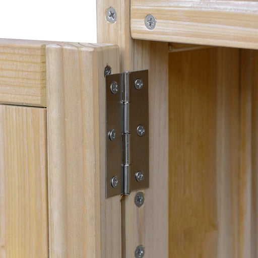 K&K Outdoor Kitchen Island, Rolling Bar Cart & Storage Cabinet, Farmhouse Solid Wood Outdoor Grill Table with Stainless Steel Top, Spice Rack , Towel Rack for Kitchen & BBQ , Natural Default -DTYStore