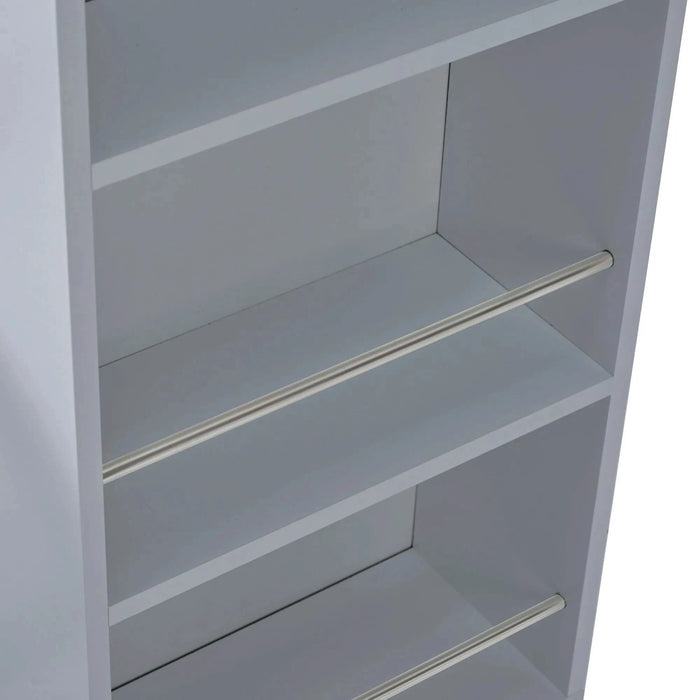 K&K Rolling Kitchen Island With Extended Table, Kitchen Island on Wheels with LED Lights,Power Outlets and 2 Fluted Glass Doors, Kitchen Island with a Storage Compartment and Side 3 Open Shelves, Grey Default -DTYStore