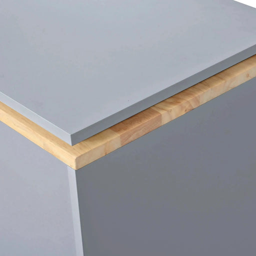 K&K Rolling Kitchen Island With Extended Table, Kitchen Island on Wheels with LED Lights,Power Outlets and 2 Fluted Glass Doors, Kitchen Island with a Storage Compartment and Side 3 Open Shelves, Grey Default -DTYStore