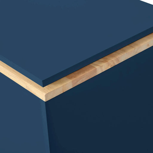 K&K Rolling Kitchen Island With Extended Table, Kitchen Island on Wheels with LED Lights,Power Outlets and 2 Fluted Glass Doors, Kitchen Island with a Storage Compartment and Side 3 Open Shelves, Navy Default -DTYStore