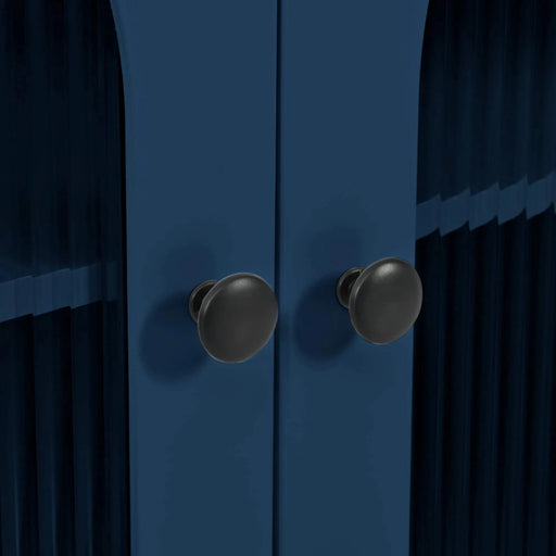 K&K Rolling Kitchen Island With Extended Table, Kitchen Island on Wheels with LED Lights,Power Outlets and 2 Fluted Glass Doors, Kitchen Island with a Storage Compartment and Side 3 Open Shelves, Navy Default -DTYStore