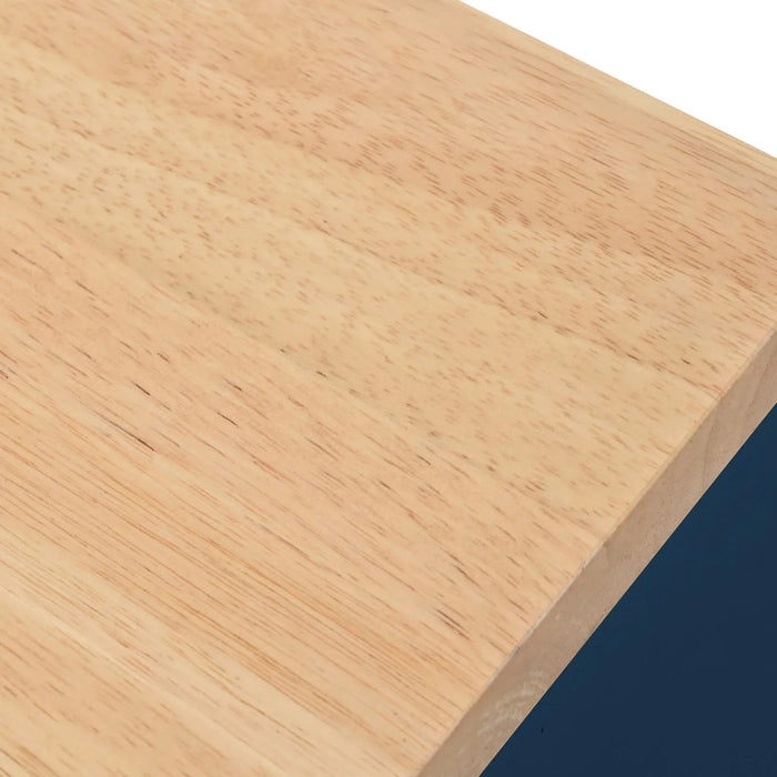 K&K Rolling Kitchen Island With Extended Table, Kitchen Island on Wheels with LED Lights,Power Outlets and 2 Fluted Glass Doors, Kitchen Island with a Storage Compartment and Side 3 Open Shelves, Navy Default -DTYStore