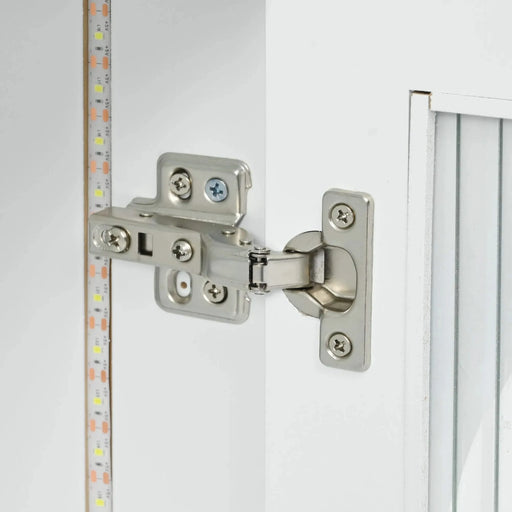 K&K Rolling Kitchen Island With Extended Table, Kitchen island on Wheels with LED Lights,Power Outlets and 2 Fluted Glass Doors, Kitchen Island with a Storage Compartment and Side 3 Open Shelves,White Default -DTYStore