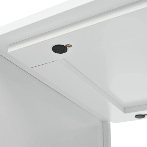 K&K Rolling Kitchen Island With Extended Table, Kitchen island on Wheels with LED Lights,Power Outlets and 2 Fluted Glass Doors, Kitchen Island with a Storage Compartment and Side 3 Open Shelves,White Default -DTYStore