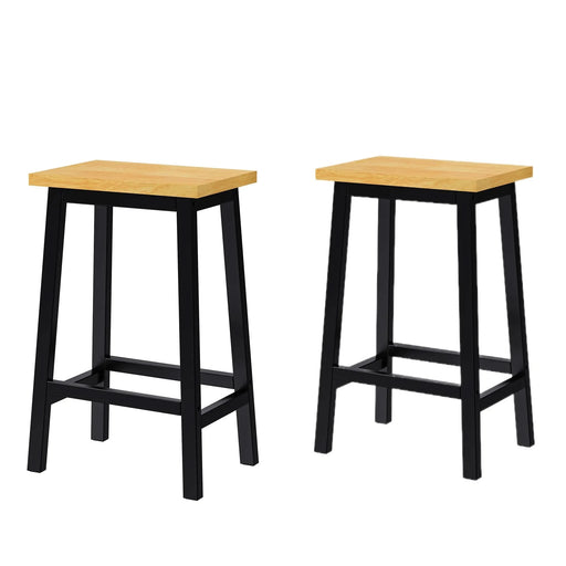 K&K Solid Wood Bar Stools (Not Cheap Iron), 25.6' Tall Set of 2 Bar Chairs, Kitchen Counter Stools with Footrests, Farmhouse Stools for Dining Room, Kitchen, Counter, Black Default -DTYStore