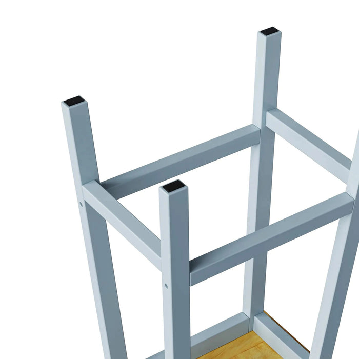 K&K Solid Wood Bar Stools (Not Cheap Iron), 25.6' Tall Set of 2 Bar Chairs, Kitchen Counter Stools with Footrests, Farmhouse Stools for Dining Room, Kitchen, Counter, Grey Blue Default -DTYStore