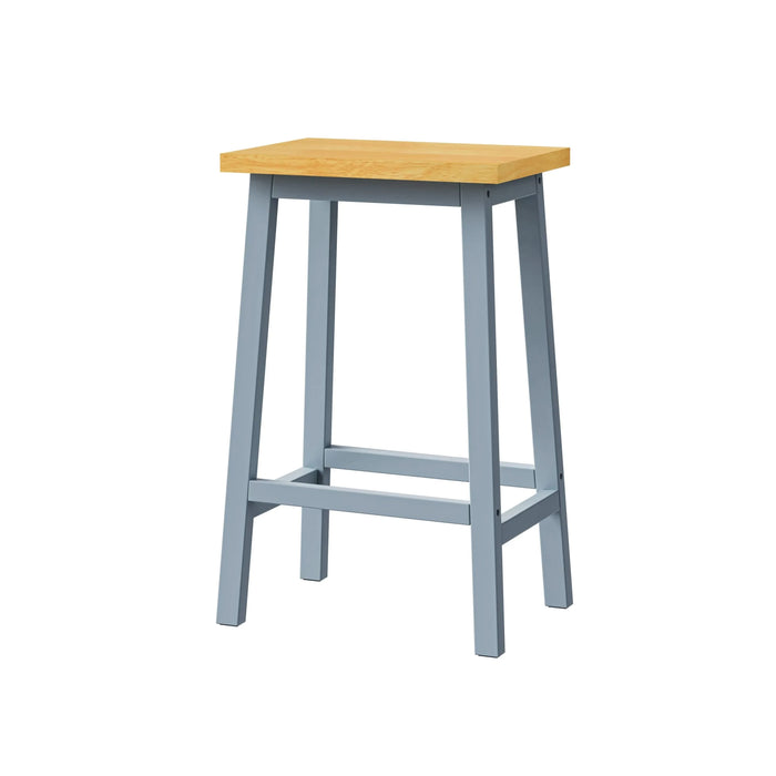 K&K Solid Wood Bar Stools (Not Cheap Iron), 25.6' Tall Set of 2 Bar Chairs, Kitchen Counter Stools with Footrests, Farmhouse Stools for Dining Room, Kitchen, Counter, Grey Blue Default -DTYStore