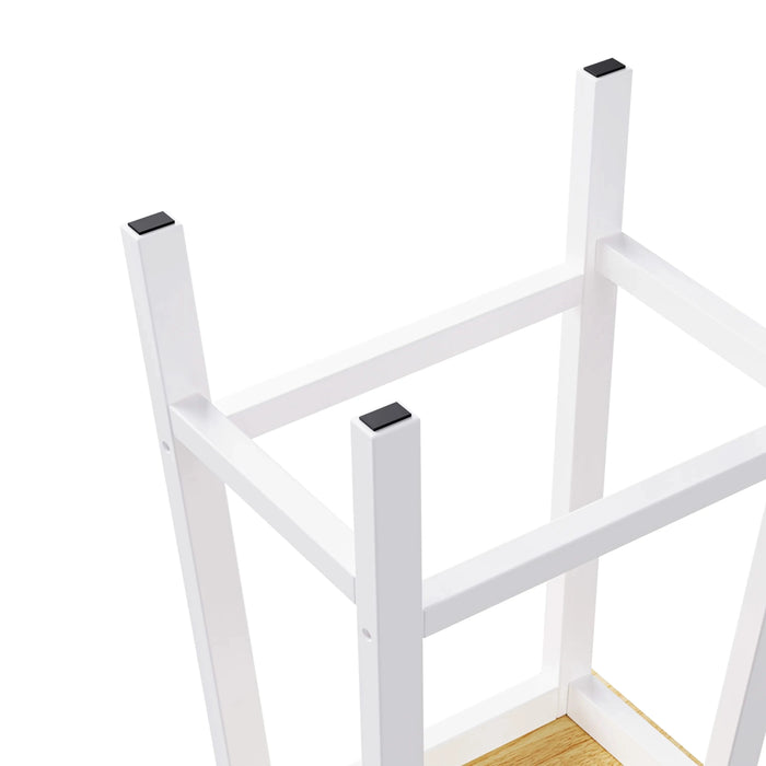 K&K Solid Wood Bar Stools (Not Cheap Iron), 25.6' Tall Set of 2 Bar Chairs, Kitchen Counter Stools with Footrests, Farmhouse Stools for Dining Room, Kitchen, Counter, White Default -DTYStore