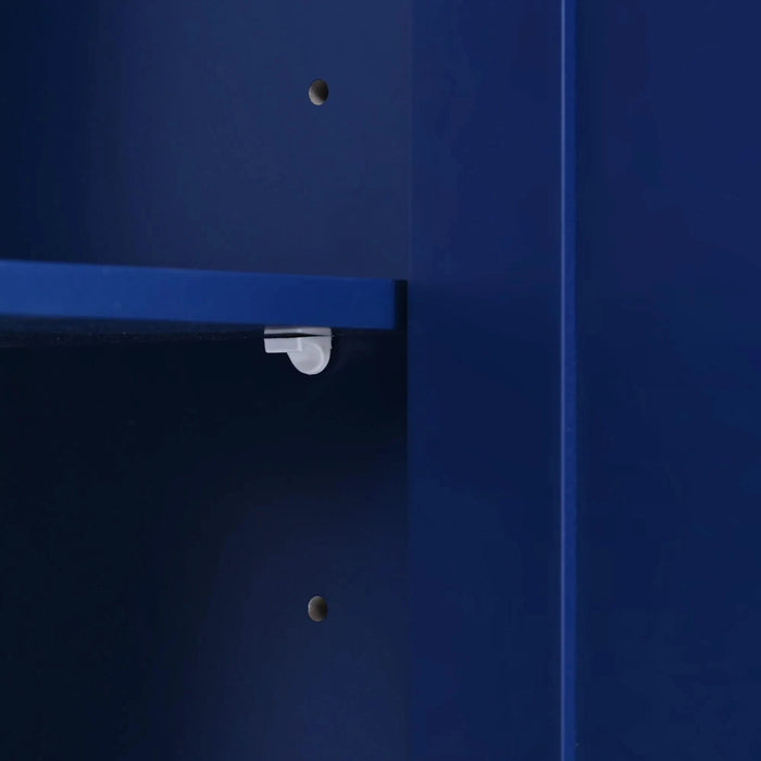 K&K Store Kitchen Cart with Rubber Wood Countertop , Kitchen Island has 8 Handle-Free Drawers Including a Flatware Organizer and 5 Wheels for Kitchen Dinning Room, Dark Blue Default -DTYStore