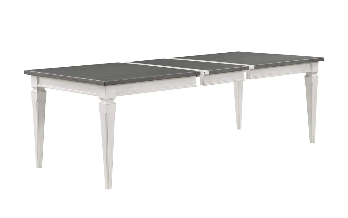 Katia Rustic Gray & Weathered White Finish Dining Table W/Leaf Default -DTYStore