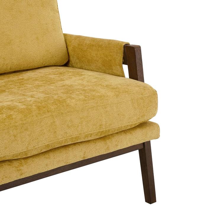 Kelly Mid-Century Modern Velvet Accent Armchair, Yellow Default -DTYStore