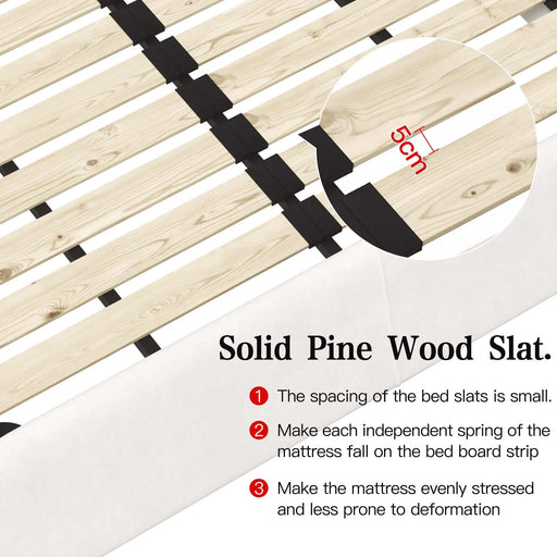 King Size Upholstered Platform Bed with Special Shaped Velvet Headboard, Metal & Solid Wood Frame,Black Default -DTYStore