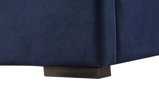 King Size Velvet Bed Frame/Vertical Channel Tufted Wingback Headboard/Upholstered Platform Bed/Strong Wooden Slats/No Box Spring Needed/Easy AssemblyRoyal blue Default -DTYStore