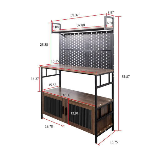 Kitchen Bakers Rack with Door, Microwave Oven Stand, Utility Storage Shelf, Durable Kitchen Organizer for Small Spaces Default -DTYStore