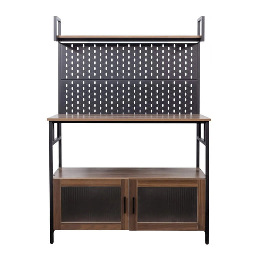 Kitchen Bakers Rack with Door, Microwave Oven Stand, Utility Storage Shelf, Durable Kitchen Organizer for Small Spaces Default -DTYStore