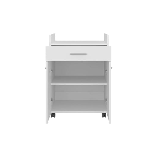 Kitchen Cart, 2 Doors, 1 Drawer, 4 Wheels, 2 Shelves, White Default -DTYStore