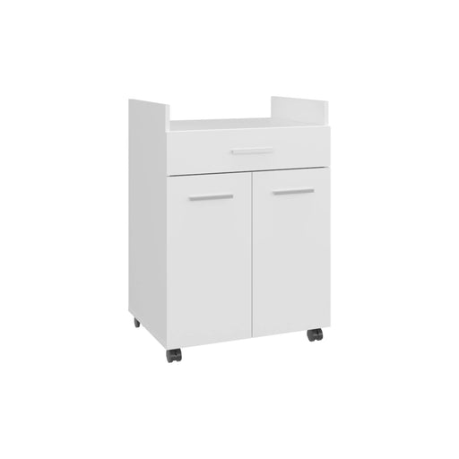 Kitchen Cart, 2 Doors, 1 Drawer, 4 Wheels, 2 Shelves, White Default -DTYStore