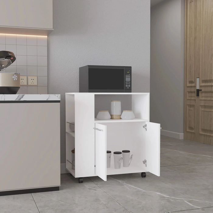 Kitchen Cart, 2 Doors, 3 Shelves, 4 Wheels Default -DTYStore