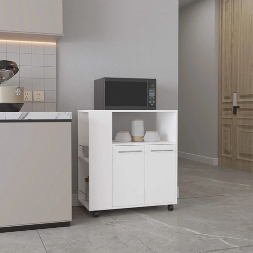 Kitchen Cart, 2 Doors, 3 Shelves, 4 Wheels Default -DTYStore