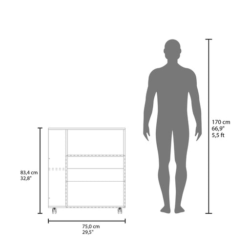 Kitchen Cart, 2 Doors, 3 Shelves, 4 Wheels Default -DTYStore