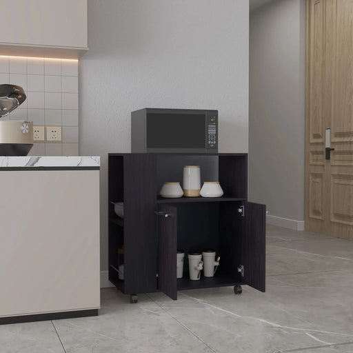 Kitchen Cart, 2 Doors, 3 Shelves, 4 Wheels Default -DTYStore