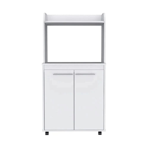 Kitchen Cart 49' H, Two Door Cabinet, One Open Shelf, Two Interior Shelves, White Default -DTYStore