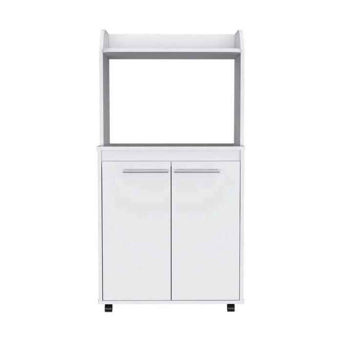Kitchen Cart 49' H, Two Door Cabinet, One Open Shelf, Two Interior Shelves, White Default -DTYStore