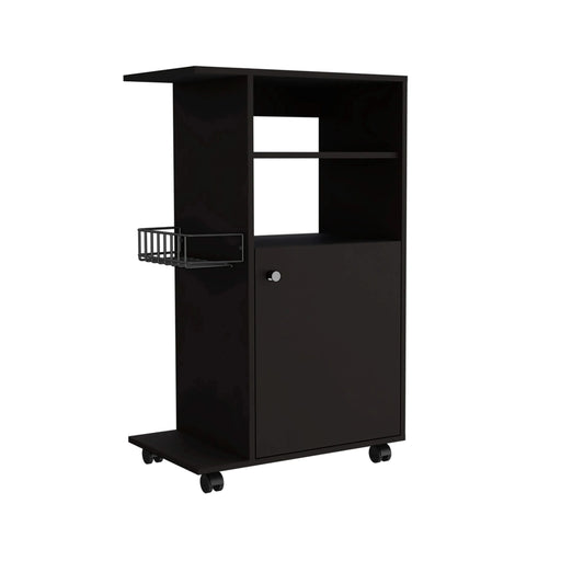 Kitchen Cart Kryot, Single Door Cabinet, Four Casters, Black Wengue Finish Default -DTYStore