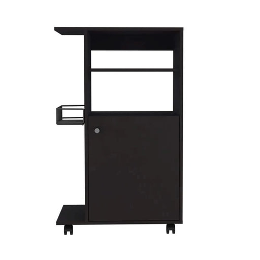 Kitchen Cart Kryot, Single Door Cabinet, Four Casters, Black Wengue Finish Default -DTYStore