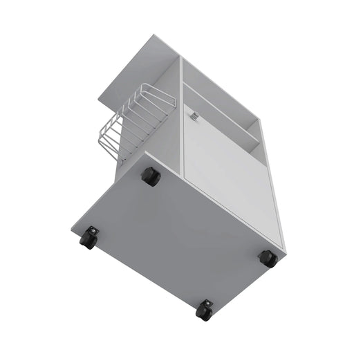 Kitchen Cart Kryot, Single Door Cabinet, Four Casters, White Finish Default -DTYStore