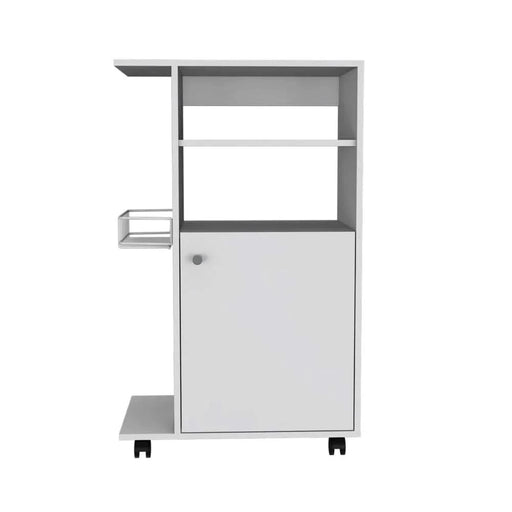 Kitchen Cart Kryot, Single Door Cabinet, Four Casters, White Finish Default -DTYStore