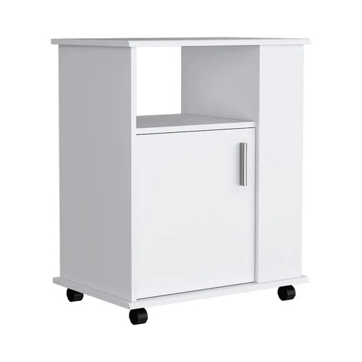 Kitchen Cart Newark, Three Side Shelves, White Finish Default -DTYStore