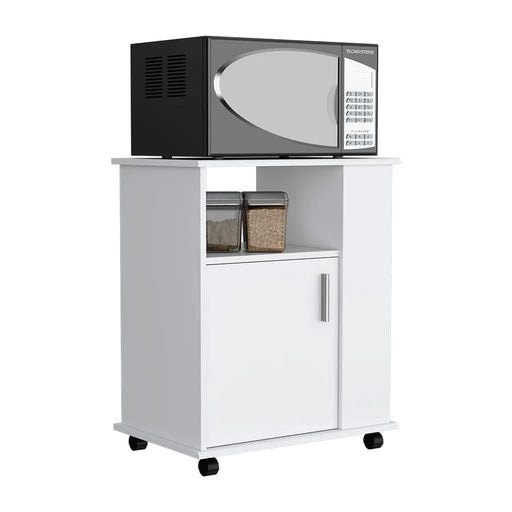 Kitchen Cart Newark, Three Side Shelves, White Finish Default -DTYStore