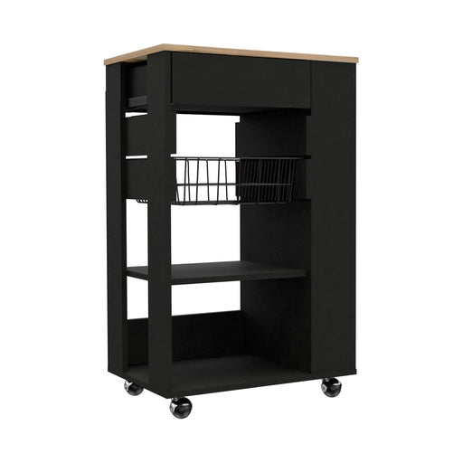 Kitchen Cart Sonex, Kitchen, Black / Light Oak Default -DTYStore